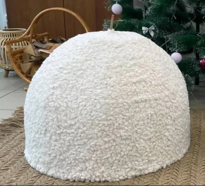 Плетеный абажур с мехом 60*45 см